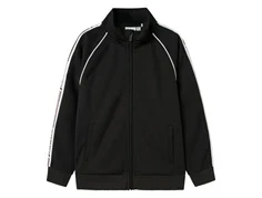 Sort sweatcardigan med høj krave, hvid detaljer og lynlås fra Name It 13242669 black